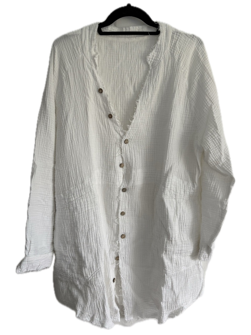Free People dupe - White Textured Button-Front Tunic Shirt